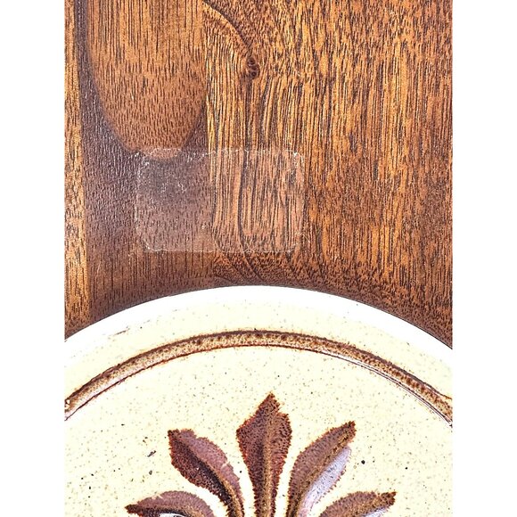 VintagePigeon Forge Pottery Wood & Ceramic Wall Plaque With Wheat Motif Design - Picture 3 of 10